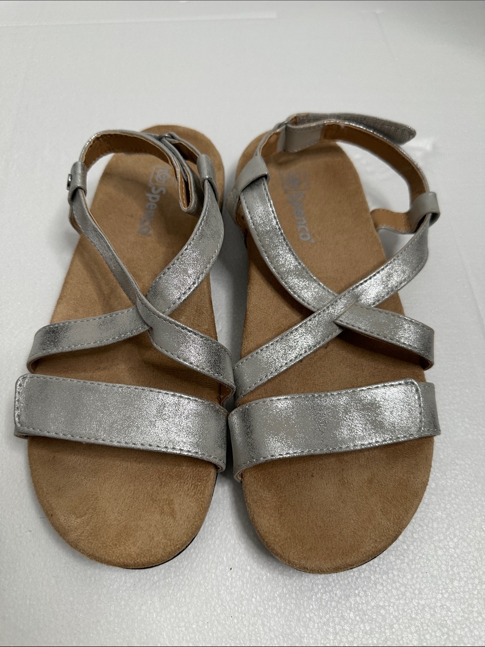 SPenco Silver Strappy Sandals - Comfort Footbed size 10w